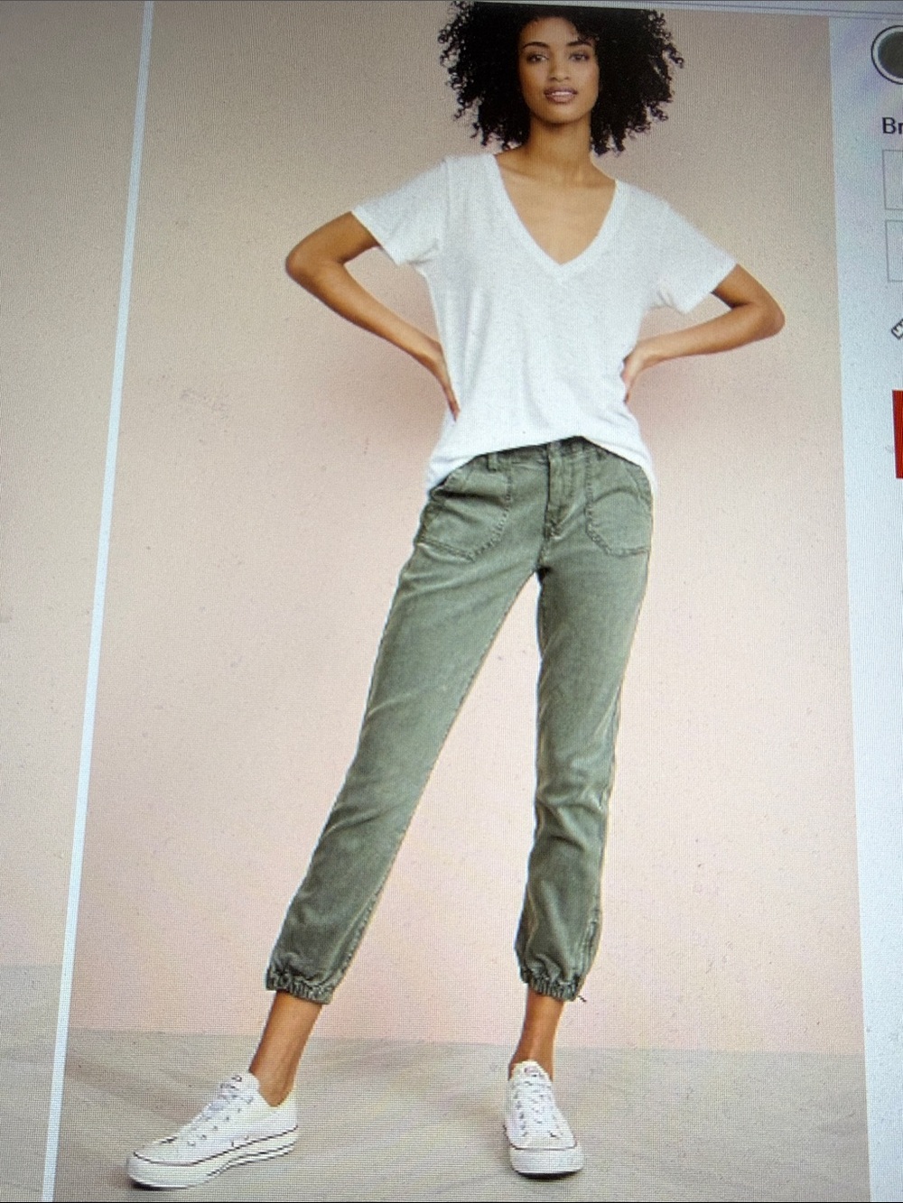 PAIGE Mayslie Joggers Ivy Green Stretch Zip At Elastic Cuffs Pockets Casual 32W